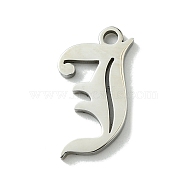 201 Stainless Steel Pendants, Stainless Steel Color, Old Initial Letters Charms, Letter J, 19.5x13.5x1.6mm, Hole: 1.8mm(STAS-B055-01P-J)