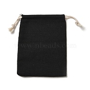 Rectangle Cloth Packing Pouches, Drawstring Bags, Black, 16x12.85x0.45cm(ABAG-A008-01C-08)