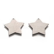 304 Stainless Steel Pendants, Stamping Blank Tag, Laser Cut, Double Side Drawbench Effect, Star, Stainless Steel Color, 22x22x1mm, Hole: 1.5mm(STAS-O133-03D-P)