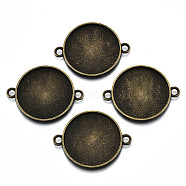 Tibetan Style Alloy Cabochon Connectors Settings, Cadmium Free & Nickel Free & Lead Free, Flat Round, Antique Bronze, Tray: 25mm, 35.5x27.5x2mm, Hole: 3mm, about 320pcs/1000g(TIBE-S322-009AB-NR)