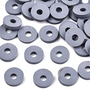 Handmade Polymer Clay Beads, for DIY Jewelry Crafts Supplies, Disc/Flat Round, Heishi Beads, Dark Gray, 6x1mm, Hole: 2mm, about 23500pcs/1000g(CLAY-Q251-6.0mm-62)