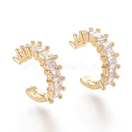 Brass Micro Pave Clear Cubic Zirconia Cuff Earrings, Ring, Real 18K Gold Plated, 10.5x4.5mm(EJEW-M195-10G)
