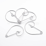Brass Brooch Pins, Platinum Plated, Nickel Free, Brooch, about 30~31mm wide, 47mm long, 1mm thick(X-EC605-NF)