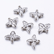 304 Stainless Steel Pendants, Bee, Stainless Steel Color, 14x16x4mm, Hole: 1.5mm(STAS-F128-03P)