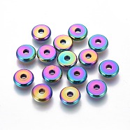 Ion Plating(IP) 304 Stainless Steel Beads, Donut/Pi Disc, Rainbow Color, 10x2.5mm, Hole: 2.8mm(STAS-F225-05B-M)