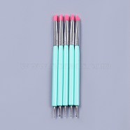 Silicone Double Head Nail Art Dotting Tools, Nail Brush Pens, Painting Drawing Line Brushes, with Brass Tube and Acrylic Finding, Aquamarine, 14.6~14.7x0.7mm, 5pcs/set(AJEW-L072-54C)