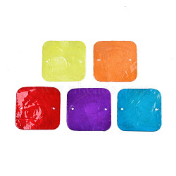 Spray Painted Capiz Shell Pendants, Square, Mixed Color, 43x43x1~2mm, Hole: 2mm(SHEL-N026-174)