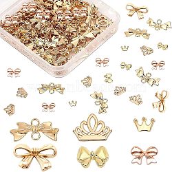 Olycraft Alloy Cabochons Accessories, DIY for Jewelry Making, Crown & Bowknot, Golden, 180pcs/Box(PALLOY-OC0002-47G)