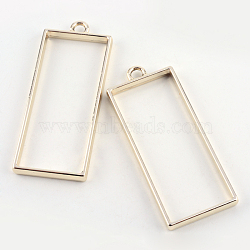 Rack Plating Alloy Rectangle Open Back Bezel Pendants, For DIY UV Resin, Epoxy Resin, Pressed Flower Jewelry, Cadmium Free & Nickel Free & Lead Free, Golden, 49x20x3.5mm, Hole: 3mm(X-PALLOY-S047-11E-FF)
