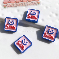 Smiling Face Opaque Resin Cabochons, Flatback Cartoon Cabochons, for DIY Crafts Scrapbooking Phone Case Decor, Square, 19x19mm(FIND-SX0001-046)