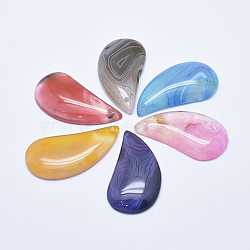 Natural Agate Pendants, Dyed, teardrop, Mixed Color, 46~50x24~26x5~7mm, Hole: 1.5~2mm(G-K238-07)
