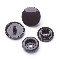 Resin Snap Fasteners, Raincoat Buttons, Flat Round, Coconut Brown, 12x6.5mm, Pin: 2mm(X-SNAP-A057-001A)