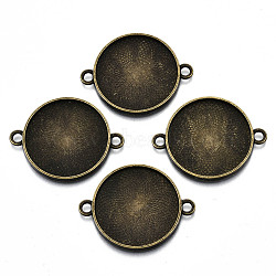 Tibetan Style Alloy Cabochon Connectors Settings, Cadmium Free & Nickel Free & Lead Free, Flat Round, Antique Bronze, Tray: 25mm, 35.5x27.5x2mm, Hole: 3mm, about 320pcs/1000g(TIBE-S322-009AB-NR)