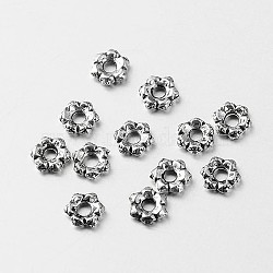 Tibetan Style Alloy Flower Spacer Beads, Antique Silver, 5x1.5mm, Hole: 1.5mm(X-TIBEB-O004-19)