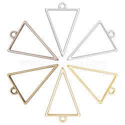 Matte Style Rack Plating Alloy Triangle Open Back Bezel Pendants, For DIY UV Resin, Epoxy Resin, Pressed Flower Jewelry, Lead Free & Nickel Free, Mixed Color, 39x25x3.5mm, Hole: 3mm, 48pcs/box(PALLOY-UN0001-14-FF)