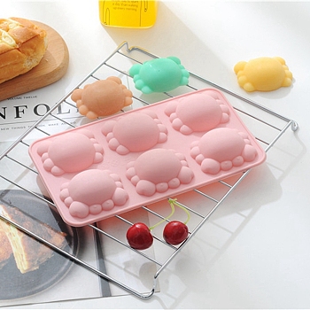 Food Grade Silicone Molds, Fondant Molds, For DIY Cake Decoration, Chocolate, Candy, UV Resin & Epoxy Resin Jewelry Making, Crab, Pink, 200x114x16.5mm, Crab: 54.5x46.5mm