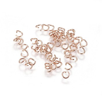 Ion Plating(IP) 304 Stainless Steel Open Jump Rings, Rose Gold, 22 Gauge, 3.5x0.6mm, Hole: 2mm