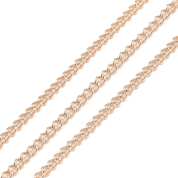 Unwelded Iron Curb Chains, with Card Paper, Rose Gold, 2.5x1.6x0.45mm, about 32.8 Feet(10m)/card