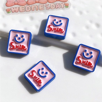 Smiling Face Opaque Resin Cabochons, Flatback Cartoon Cabochons, for DIY Crafts Scrapbooking Phone Case Decor, Square, 19x19mm