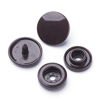 Resin Snap Fasteners, Raincoat Buttons, Flat Round, Coconut Brown, 12x6.5mm, Pin: 2mm