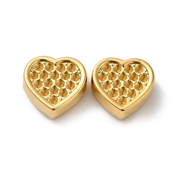 304 Stainless Steel Beads, Heart, Real 18K Gold Plated, 13x13.5x6mm, Hole: 2.2mm