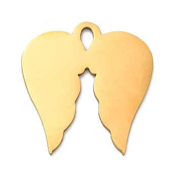 304 Stainless Steel Pendants, Wings Charm, Golden, 26x24.5x1mm, Hole: 4x2mm