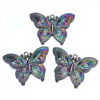 Alloy Big Pendants, Cadmium Free & Lead Free, Butterfly, Rainbow Color, 53.5x71x8mm, Hole: 4mm