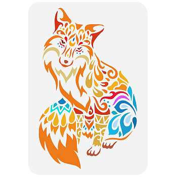 Plastic Drawing Painting Stencils Templates, for Painting on Scrapbook Fabric Tiles Floor Furniture Wood, Rectangle, Fox Pattern, 29.7x21cm