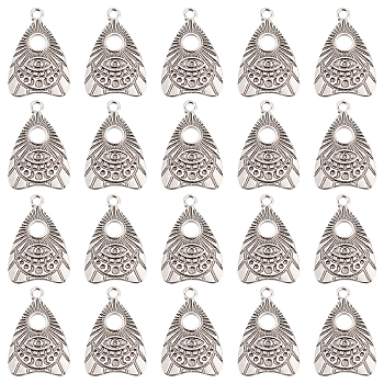 BENECREAT Tibetan Style Alloy Pendants, Cadmium Free & Nickel Free & Lead Free, Talking Board Planchette Charm with All Seeing Eye, Thailand Sterling Silver Plated, 24.5x16x2mm, Hole: 2mm, 20pcs/box