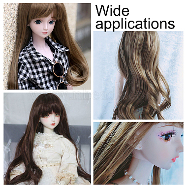PP plastique longue ondulée coiffure bouclée poupée perruque cheveux(DIY-WH0304-260)-7