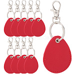 10Pcs PU Leather & Alloy Pendants, Teardrop, FireBrick, 10.7cm(KEYC-CN0001-08D)