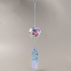 Glass Wind Chimes, Flower Pattern Small Wind Bells with Paper Card and Resin Beads, Suncatcher for Garden Window Party Hanging Decors, Colorful, 385~400mm(DJEW-WH0016-33B)