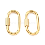 304 Stainless Steel Locking Carabiner, Ion Plating(IP), Oval, Real 18K Gold Plated, 32x16.5x3mm(X-STAS-C092-09B-G)