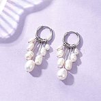 Rice Natural Pearl Hoop Earrings, with 304 Stainless Steel Findings, Stainless Steel Color, 40x14mm(EJEW-JE06933-02)