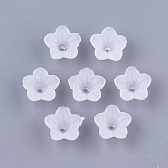5-Petal Transparent Acrylic Bead Caps, Frosted, Flower, Clear, 12x12x6mm, Hole: 1.2mm(FACR-T001-10)