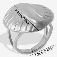 Oval 304 Stainless Steel Fashion Cuff Open Ring for Women, Silver, 22mm(OQ8393-1)