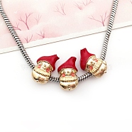 Christmas Theme Alloy Enamel European Beads, Large Hole Bead, Golden, Snowman, 18x10.5x8mm, Hole: 4.5mm(MPDL-Q213-07G)