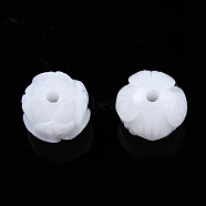 Synthetic Coral Beads, Dyed, Imitation Jade, Flower, Creamy White, 10x11x10.5mm, Hole: 1.6mm(CORA-N006-02-A06)
