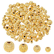 Elite 120Pcs 4 Style Brass Beads, Pumpkin, Real 18K Gold Plated, 3~6mm, Hole: 1~1.6mm, 30pcs/style(FIND-PH0017-76)
