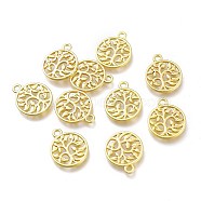 Alloy Pendants, Long-Lasting Plated, for Jewelry Making, Flat Round with Tree, Golden, 17.5x14.5x1mm, Hole: 2.4mm(PALLOY-P219-02G)