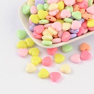 Opaque Acrylic Beads, Heart, Mixed Color, 11x12x5mm, Hole: 2mm, about 1130pcs/500g(SACR-R841-M)