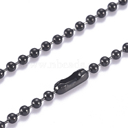304 Stainless Steel Ball Chain Necklace, with Ball Chain Connectors, Gunmetal, 17.7 inch(45mm), 2.5mm(NJEW-G340-05B-01)
