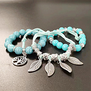 Plastic Beaded Stretch Bracelet, with Zinc Alloy Charms, Mixed Shapes, Inner Diameter: 2-3/8~2-3/4 inch(6~7cm) (RT2216)