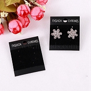 100Pcs PVC & Velvet Earring Display Cards, Rectangle, Black, 5x4.3cm(PW-WG94752-02)