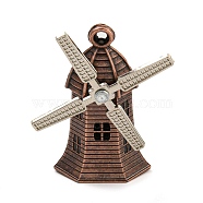 Tibetan Style Alloy Pendants, Windmill, Cadmium Free & Lead Free, Red Copper, 43x28x12.5mm, Hole: 2mm(FIND-C052-09R)
