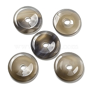 Natural Grey Agate Pendants, Donut/Pi Disc Charms, 50x6.5~7.5mm, Hole: 10mm(G-P532-01A-03)