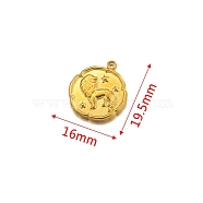 Stainless Steel Pendant, Golden, Flat Round with Constellation Charm, Leo, 19.5x16mm(PW-WG21189-05)