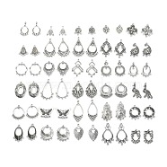 Tibetan Style Alloy Chandelier Component Links & Connector Rhinestone Settings, Mixed Shapes, Antique Silver, 20~45.5x15~32x1~4mm, hole: 1~3mm, 60pcs/set(FIND-WH0110-041)
