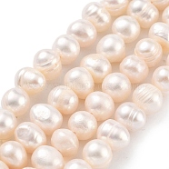 Natural Cultured Freshwater Pearl Beads Strands, Potato, PeachPuff, 6~7mm, Hole: 0.6mm, about 29pcs/strand, 6.69 inch(17cm)(PEAR-C003-12D)