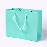 Kraft Paper Bags, with Handles, Gift Bags, Shopping Bags, Rectangle, Aquamarine, 18x22x10.2cm(AJEW-F005-02-A01)